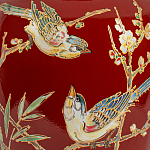 Настольная лампа бордовая с изображением птиц Slip Away варинант исполнения - 6 | Loft Concept в Тюмени