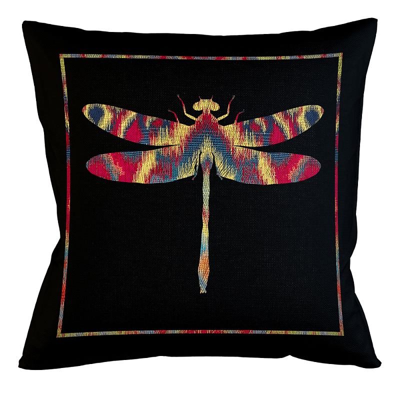Подушка декоративная стрекоза разноцветная Ikat Pattern Черный Мульти Бежевый Подушка декоративная стрекоза разноцветная Ikat Pattern Черный Мульти Бежевый в Тюмени | Loft Concept