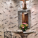 Обои ручная роспись Fishes Blue Pearl on Tarnished Silver gilded silk with pearlescent antiquing варинант исполнения - 1 | Loft Concept в Тюмени