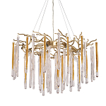 Люстра подвесная золотого цвета с разветвленными ветвями и прозрачными стеклянными подвесками Droplet Chandelier варинант исполнения - 1 | Loft Concept в Тюмени