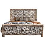 Двуспальная кровать из массива манго с резьбой Celestino Grey Mango Bed варинант исполнения - 1 | Loft Concept в Тюмени