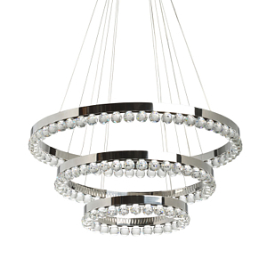 Люстра с тремя кольцами цвета хром и прозрачными хрустальными шарами по периметру Sacramento Transparent Balls Chandelier