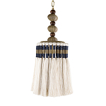 Подвесной светильник с подвесом из деревянных бусин и абажуром из кисточек Аmbiance варинант исполнения - 1 | Loft Concept в Тюмени