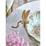 Чаша из голубого фарфора на бронзовых ножках с рисунком цветов и фигурками стрекоз Blue Garden варинант исполнения - 5 | Loft Concept в Тюмени