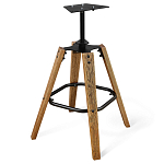 Барный стул со спинкой и металлической подставкой на 4-х деревянных ножках Бежевый Велюр Vendramin Chair варинант исполнения - 8 | Loft Concept в Тюмени