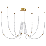 Люстра подвесная с 6-ю изогнутыми плафонами и белыми декоративными шариками PEARLS Suspension варинант исполнения - 1 | Loft Concept в Тюмени