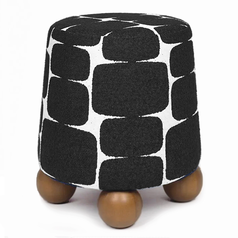 Пуф Wakonda Черно-Белый с круглыми ножками Белый Черный Коричневый в Тюмени | Loft Concept 