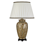 Настольная лампа восточная с основанием из керамики серебряная с цветочным и лиственным декором и белым плиссированным абажуром Elstead Lighting варинант исполнения - 1 | Loft Concept в Тюмени