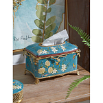 Салфетница прямоугольная голубого цвета с цветами и бабочками Blue Garden варинант исполнения - 3 | Loft Concept в Тюмени