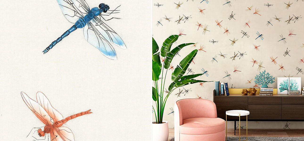 Обои ручная роспись Dragonflies Обои ручная роспись Dragonflies - Loft-Concept в Тюмени