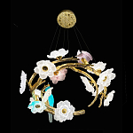 Люстра круглая на золотом каркасе с птичками и цветочным декором Miscellaneous herbs варинант исполнения - 8 | Loft Concept в Тюмени