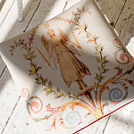 Банкетка одноместная из массива бука бежевая с растительным орнаментом Raffael Beige Floral Banquette варинант исполнения - 3 | Loft Concept в Тюмени