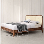 Кровать двуспальная с каркасом из дерева и мягким изголовьем Moon Walnut Bed варинант исполнения - 6 | Loft Concept в Тюмени