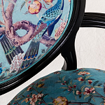 Полукресло из массива бука бирюзовое с изображением птиц и цветов Turquoise Chinoiserie Garden Chair варинант исполнения - 4 | Loft Concept в Тюмени