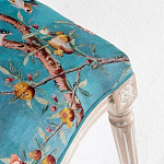Стул из массива бука бирюзовый с изображением птиц и цветов Turquoise Beige Chinoiserie Peach Garden Chair варинант исполнения - 4 | Loft Concept в Тюмени
