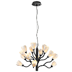 Люстра подвесная черного цвета с ветвями и белыми фарфоровыми цветами Floralis варинант исполнения - 4 | Loft Concept в Тюмени