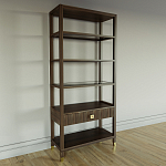 Стеллаж Elsa Dreams Walnut со стеклянными полками и ящиком варинант исполнения - 1 | Loft Concept в Тюмени