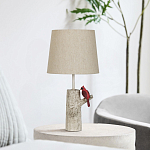 Настольная лампа с тканевым абажуром и основанием в виде птицы на дереве Simurq варинант исполнения - 3 | Loft Concept в Тюмени