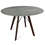 Стол обеденный с серой овальной столешницей из керамики на четырех деревянных ножках Gray Ceramics варинант исполнения - 1 | Loft Concept в Тюмени