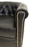 Кресло кожаное с мягкими подлокотниками на 4-х деревянных ножках Logan Leather Armchair black 2 варинант исполнения - 2 | Loft Concept в Тюмени