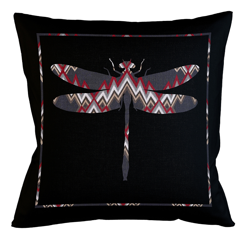 Подушка декоративная стрекоза цветной орнамент Ikat Pattern Мульти Бежевый Черный Подушка декоративная стрекоза цветной орнамент Ikat Pattern Мульти Бежевый Черный в Тюмени | Loft Concept