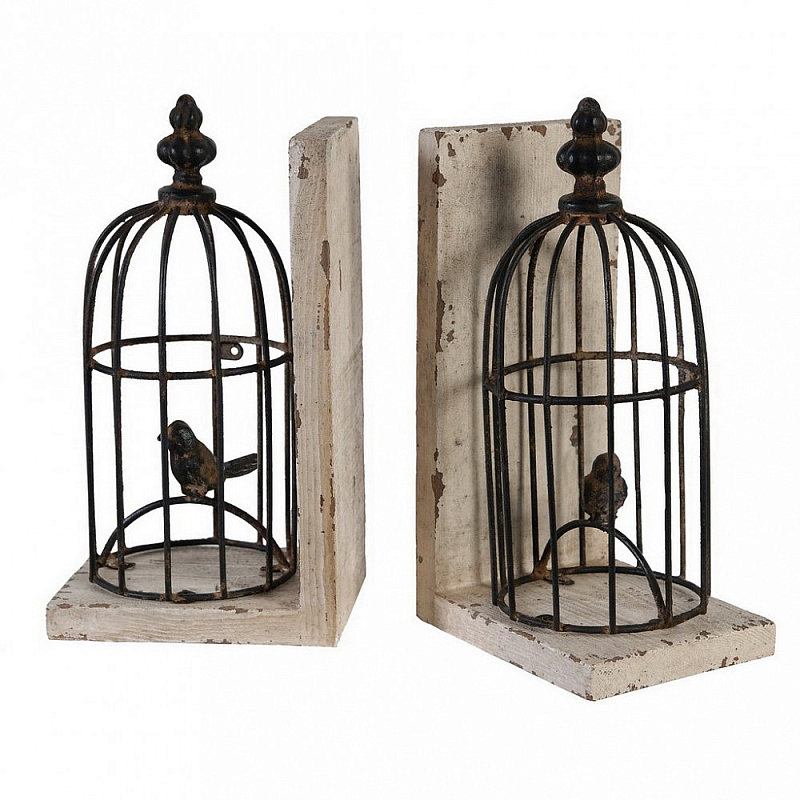 Держатель для книг Birds In Cage Бежево-серый Коричневый Держатель для книг Birds In Cage Бежево-серый Коричневый в Тюмени | Loft Concept