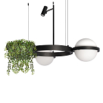 Подвесной светильник с 2-мя шарообразными плафонами и цилиндрическим спотом Light of Еyes варинант исполнения - 1 | Loft Concept в Тюмени