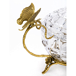 Конфетница из прозрачного рельефного стекла с ручками в виде стрекоз и фигуркой лебедя Eden Garden варинант исполнения - 2 | Loft Concept в Тюмени