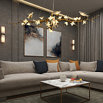 Люстра в виде золотой ветки с цветами и птичками Marvelous Garden варинант исполнения - 2 | Loft Concept в Тюмени