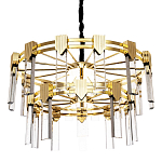 Двухъярусная люстра с прямоугольными хрустальными плафонами Glass Rectangles Gold Chandelier 76 варинант исполнения - 1 | Loft Concept в Тюмени