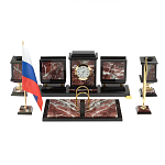 Настольный письменный набор из креноида и змеевика на бронзовых ножках Marble Accessory варинант исполнения - 1 | Loft Concept в Тюмени