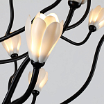 Люстра подвесная черного цвета с ветвями и белыми фарфоровыми цветами Floralis варинант исполнения - 13 | Loft Concept в Тюмени