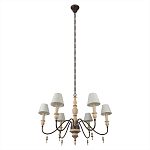 Люстра на металлическом основании с 6-ю белыми тканевыми абажурами Terrain варинант исполнения - 4 | Loft Concept в Тюмени