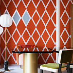 Обои ручная роспись Chez Nina by India Mahdavi Lantana colourway on Arancio dyed silk варинант исполнения - 4 | Loft Concept в Тюмени