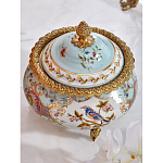 Шкатулка с крышкой из голубого фарфора с риунком птиц и цветов Blue Garden варинант исполнения - 2 | Loft Concept в Тюмени