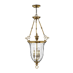 Подвесной светильник латунный с рифленым прозрачным плафоном и тремя свечеподобными лампами в классическом стиле Hinkley варинант исполнения - 2 | Loft Concept в Тюмени