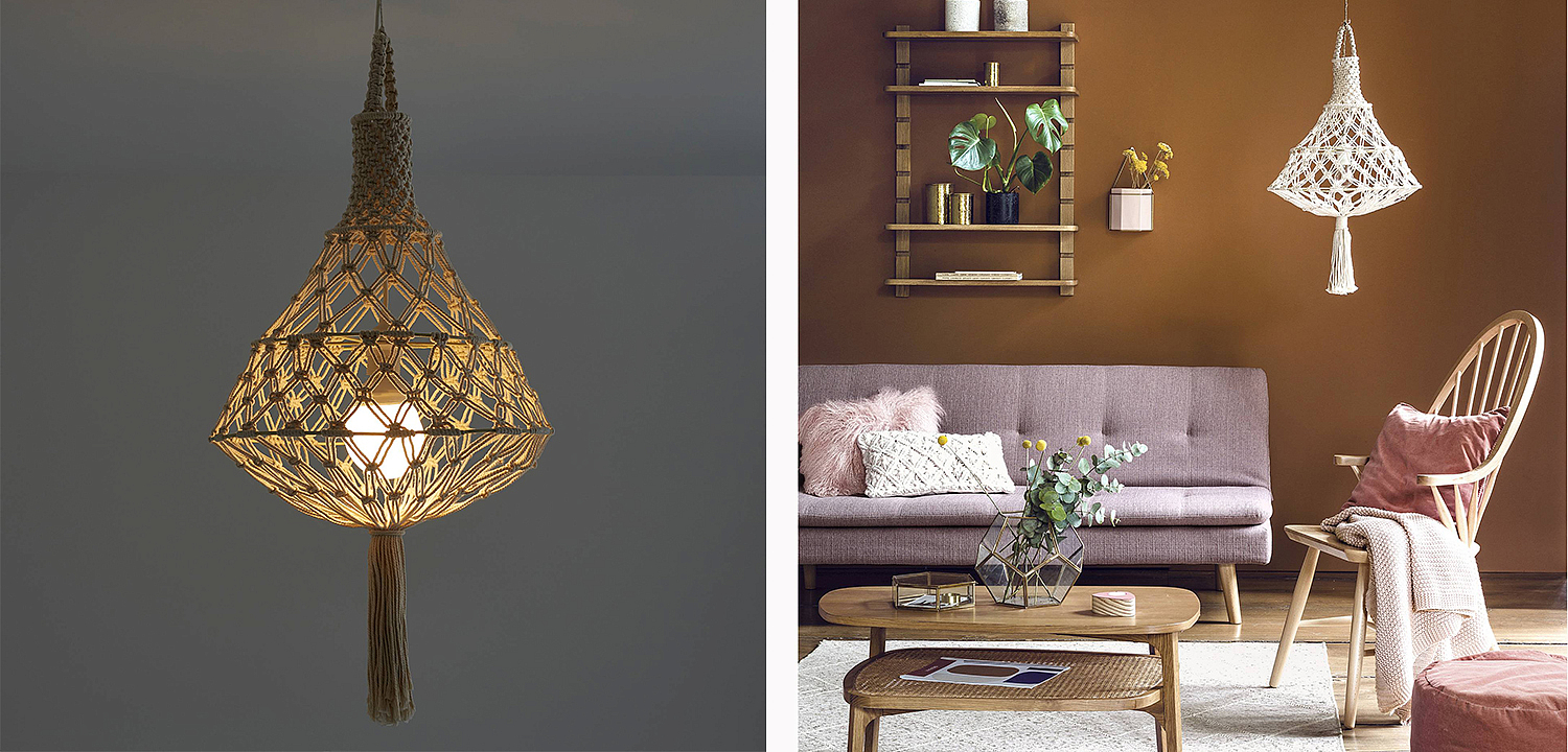 Подвесной светильник Macrame Wicker Hanging lamp Подвесной светильник Macrame Wicker Hanging lamp - Loft-Concept в Тюмени