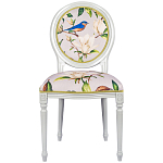 Стул светло-серый из натурального бука с изображением птиц и цветов Blooming Blue Birds варинант исполнения - 1 | Loft Concept в Тюмени