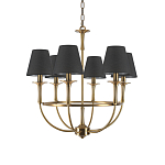 Люстра на металлическом основании бронзового цвета с 6-ю черными конусовидными абажурами Dignity варинант исполнения - 2 | Loft Concept в Тюмени