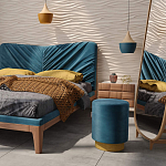 Пуф синий велюр на золотом металлическом основании Golden Belt варинант исполнения - 4 | Loft Concept в Тюмени