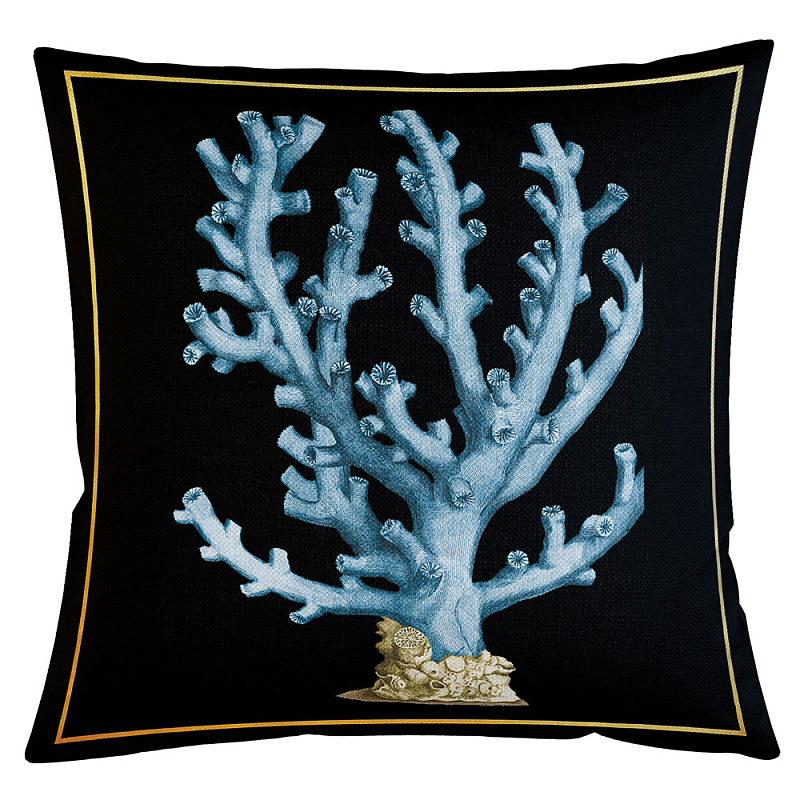 Декоративная подушка Blue Coral Бежевый Черный Морская синь Декоративная подушка Blue Coral Бежевый Черный Морская синь в Тюмени | Loft Concept