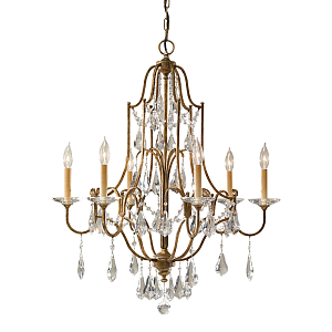 Люстра в бронзовом цвете с 6-ю лампами в форме свечей со стеклянными подвесками в классическом стиле Feiss