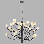Люстра подвесная черного цвета с ветвями и белыми фарфоровыми цветами Floralis варинант исполнения - 12 | Loft Concept в Тюмени