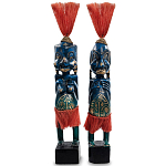 Комплект из 2-х деревянных статуэток Asmat Straw Headdress Statuettes Multicolor варинант исполнения - 2 | Loft Concept в Тюмени
