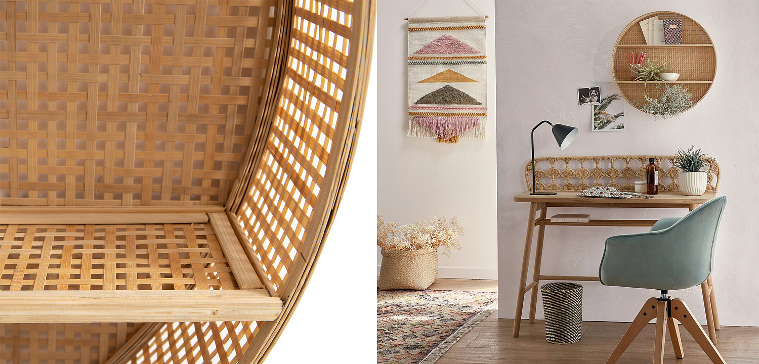 Полка Wicker Bamboo Shelf cells Полка Wicker Bamboo Shelf cells - Loft-Concept в Тюмени