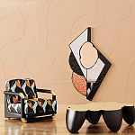 Дизайнерский журнальный стол округлой формы чёрный с золотой столешницей Fufem варинант исполнения - 1 | Loft Concept в Тюмени