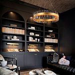 Люстра кольцевая чёрного цвета с вертикальными стеклянными элементами Ring Horizontal варинант исполнения - 2 | Loft Concept в Тюмени