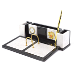 Настольный письменный набор из белого мрамора и змеевика Marble Accessory варинант исполнения - 2 | Loft Concept в Тюмени