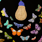 Картина ручная вышивка бисером Бабочки Butterflies and Light Bulb варинант исполнения - 3 | Loft Concept в Тюмени