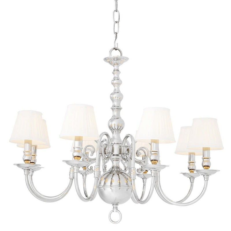 Люстра Eichholtz Chandelier Bourbon Nickel Никель Белый Черный в Тюмени | Loft Concept 